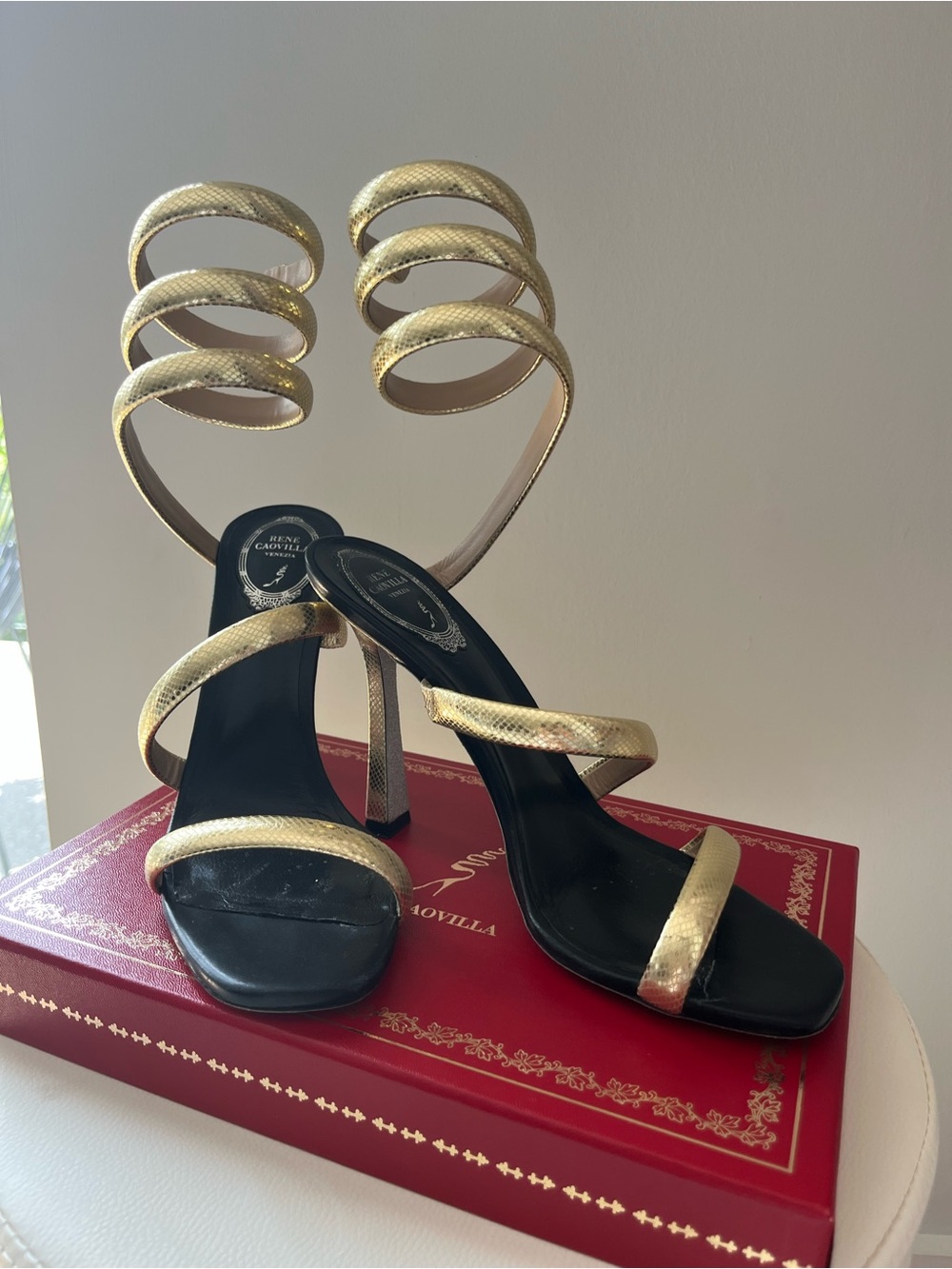 Rene Caovilla Cleo high heel in Platinum